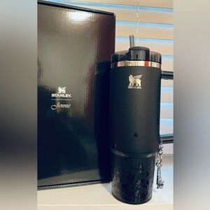 Stanley Limited Edition  Black Travel Tumbler with Handle and Silver Logo